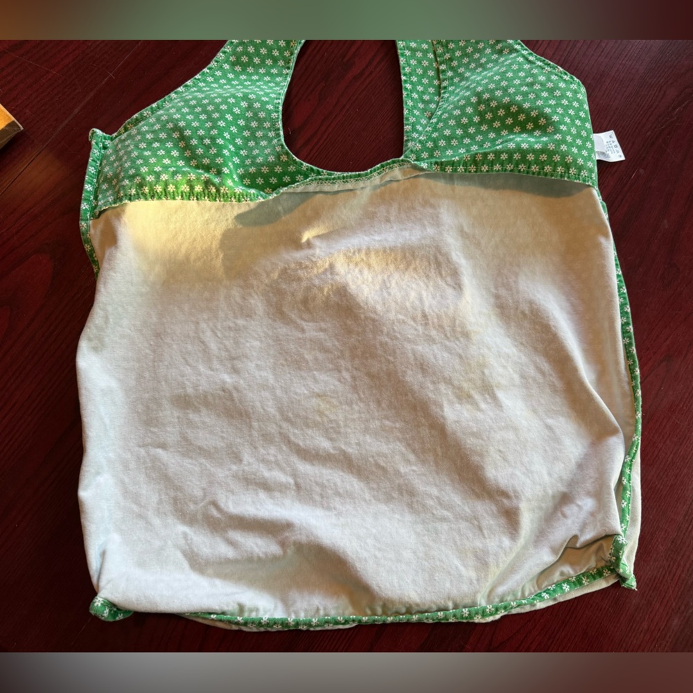 Chic Green with White Flowers Cotton Tote Bag, Land’s End - Picture 9 of 16